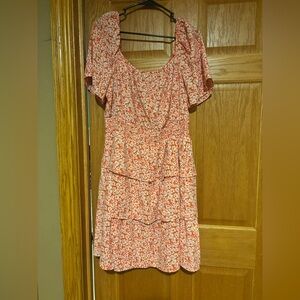 Chic Coral Floral Mini Dress